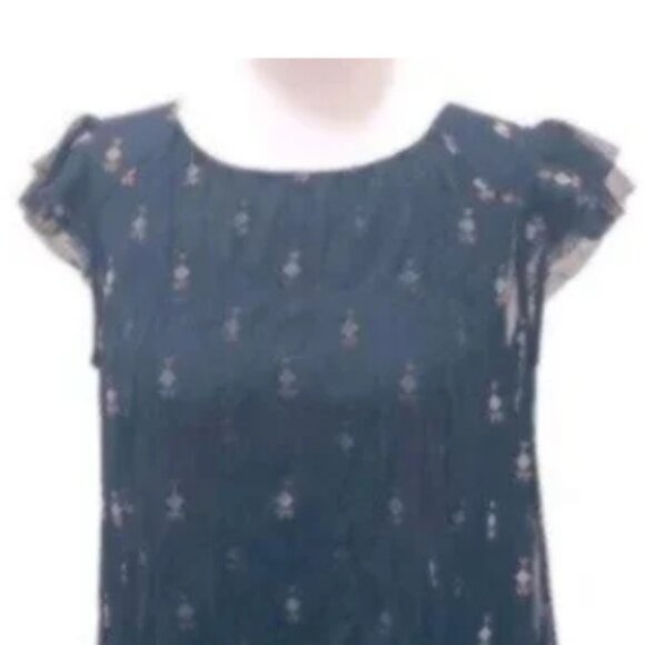 Ochirly Navy Print Overlay Boho Business Casual Party Dress Medium - Picture 4 of 8
